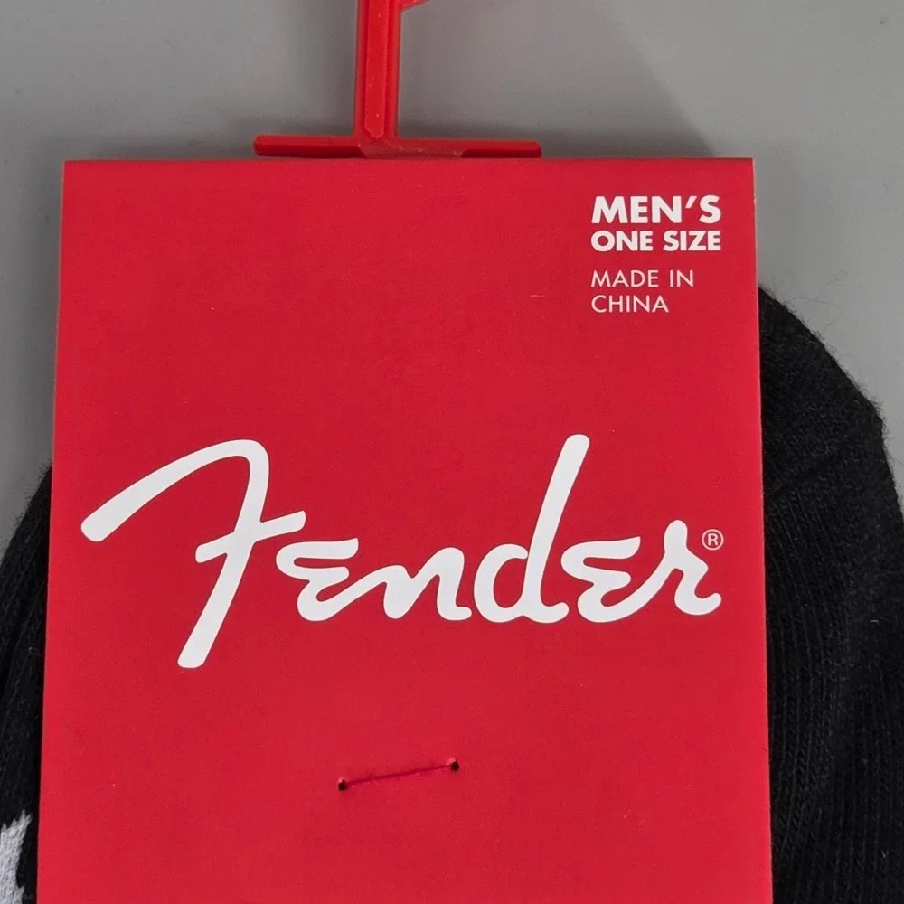 Fender Socks‎ Mens One Size 2 Pair Black Blue Guitar Logo Rock Music Aesthetic